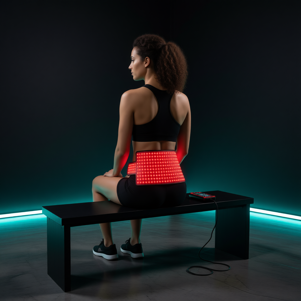 Enveloppe lumière rouge Thermasuite sanglée sur le bas du dos