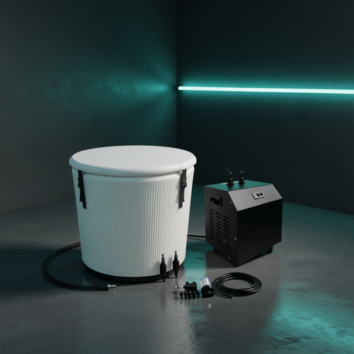 Kit bain froid Thermasuite : bassin blanc Ø 90 cm avec couvercle, refroidisseur et raccords