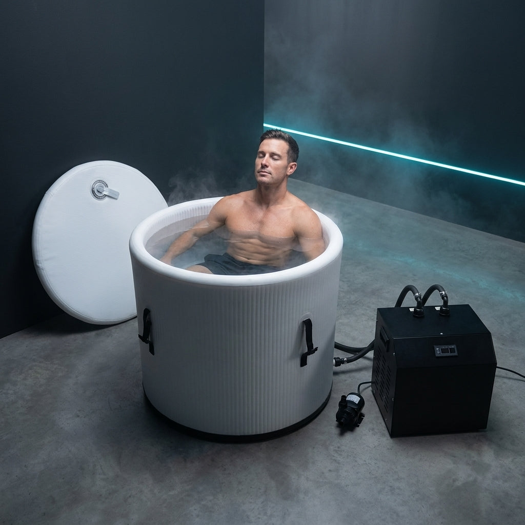 Séance de bain froid dans le kit bassin + refroidisseur Thermasuite