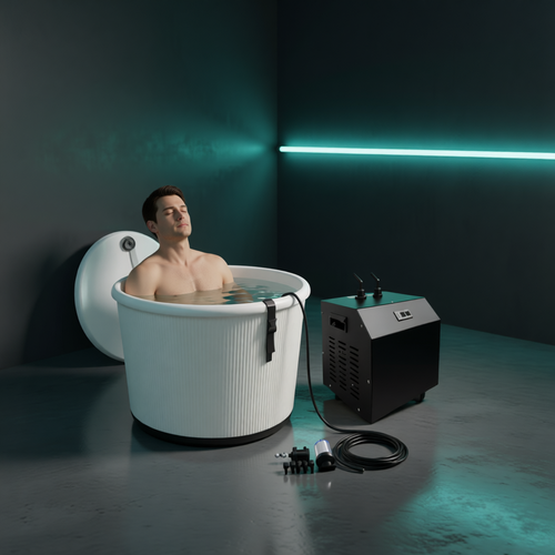 Séance de bain froid dans le kit bassin + refroidisseur Thermasuite