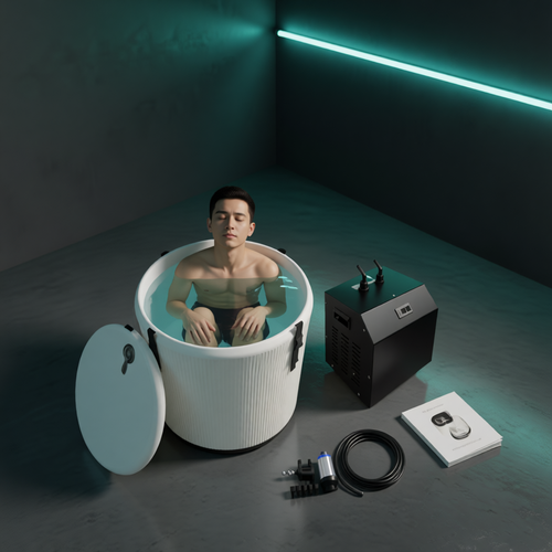 Séance de bain froid dans le kit bassin + refroidisseur Thermasuite