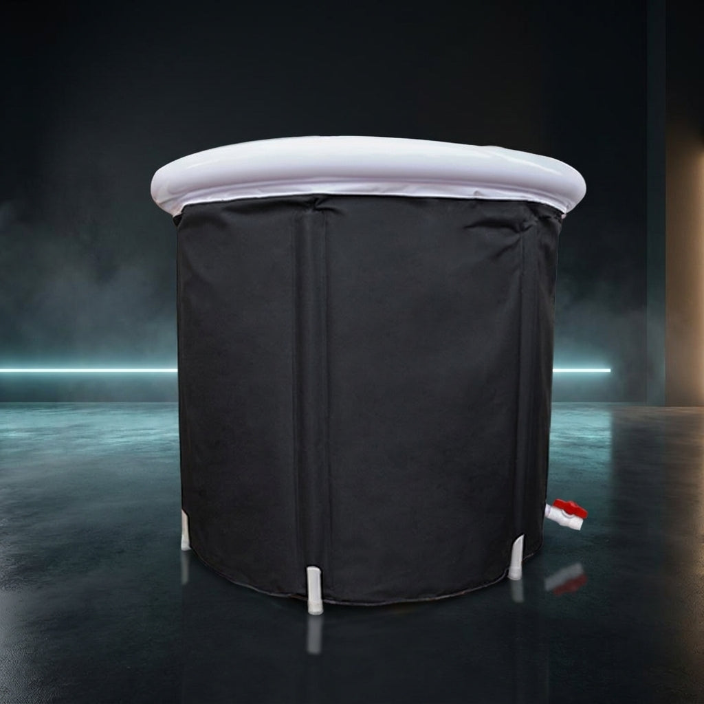 Bassin de bain froid portable Thermasuite, PVC noir et anneau blanc, Ø 75 cm