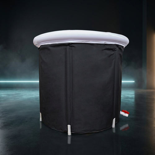 Bassin de bain froid portable Thermasuite, PVC noir et anneau blanc, Ø 75 cm