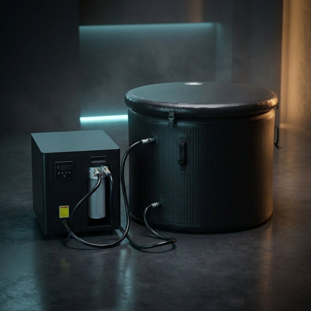 Bain froid à refroidissement intégré Thermasuite : bassin drop-stitch noir, couvercle et groupe de refroidissement