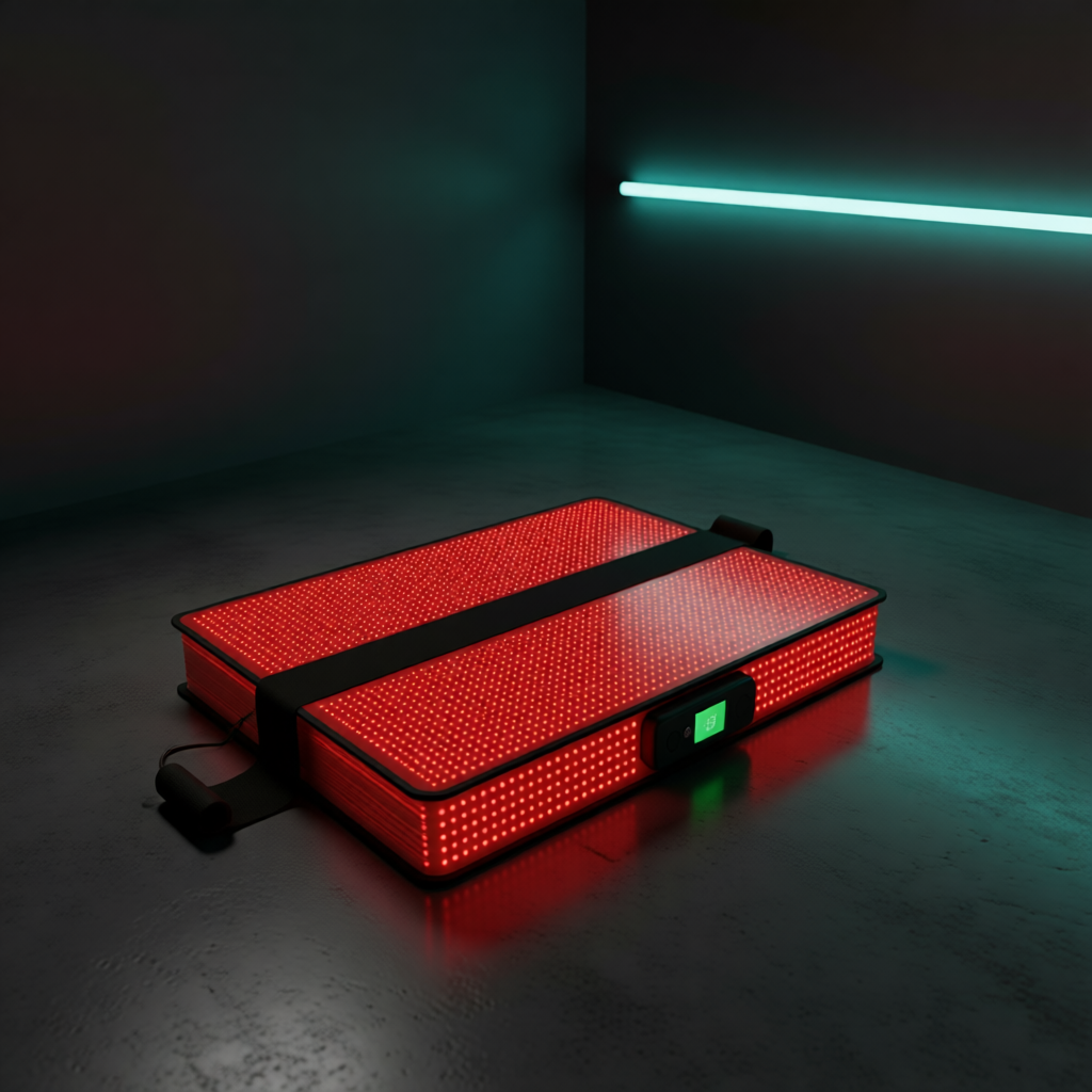 Tapis lumière rouge Thermasuite replié : la lumière enveloppe le corps des deux côtés