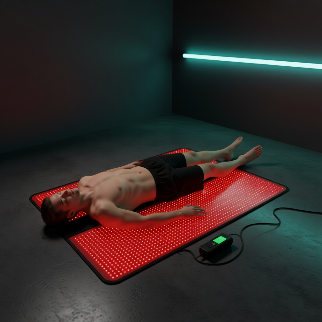 Séance corps entier sur le tapis lumière rouge Thermasuite